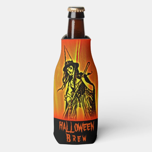 Halloween Witch Brew Bottle Bottle Cooler (Bottle Front)