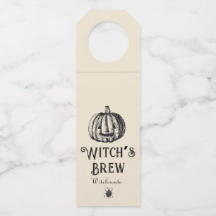 Halloween Witch Brew Bottle Vintage pumpkin Hanger Tag