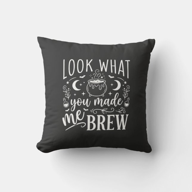 Halloween Witch Brew Funny Potion Design_1 Throw Pillow (Front)