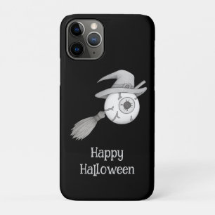 Halloween witch broom and scary eyeball iPhone 11 pro case
