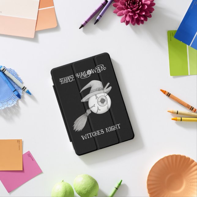 Halloween witch broom and scary eyeball iPad mini cover (In Situ)