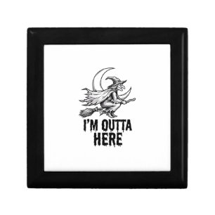 Halloween Witch Broom Funny Vintage Engraving Desi Gift Box