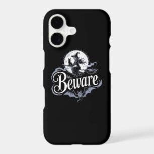 Halloween Witch Broomstick Black Cat Moon Graphic iPhone 17 Case