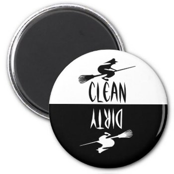 Halloween Witch Broomstick Clean Dirty Dishwasher Magnet by DigitalDreambuilder at Zazzle