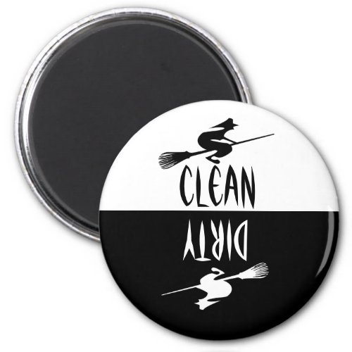 Halloween Witch Broomstick Clean Dirty Dishwasher Magnet