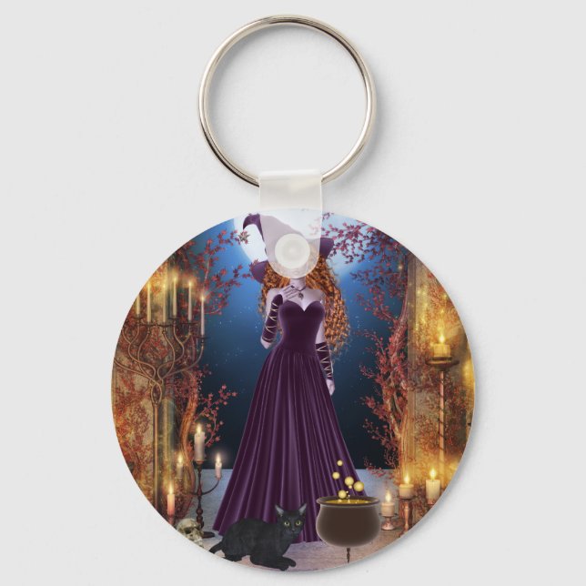 Halloween Witch by Candlelight Keychain (Front)