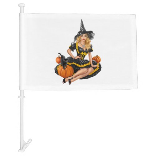 halloween witch   car flag