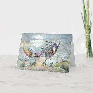 Halloween Witch Cat Card by Molly Harrison