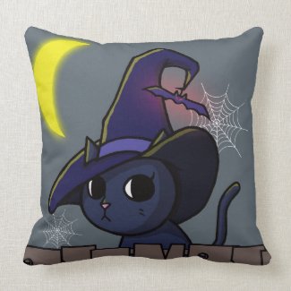Halloween Witch Cat Illustration Dark