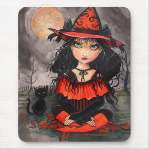 Halloween Witch Cat Mousepad
