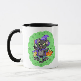 Halloween witch cat mug