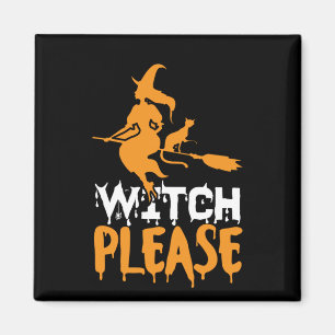 Halloween Witch Cat Please Birthday Magnet