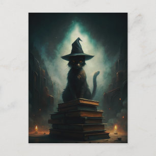 Halloween Witch Cat Postcard
