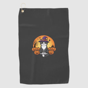 Halloween Witch Cat Pumpkin Moon Design_1 Golf Towel