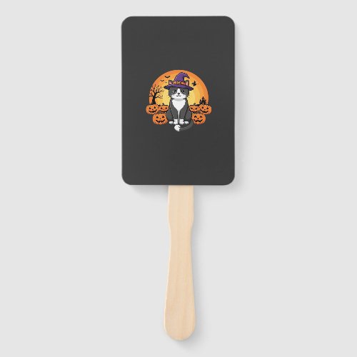 Halloween Witch Cat Pumpkin Moon Design_1 Hand Fan