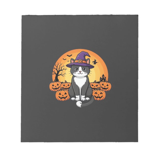 Halloween Witch Cat Pumpkin Moon Design_1 Notepad (Front)