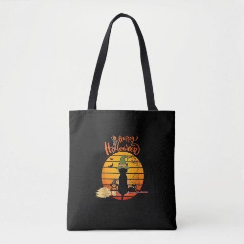 Halloween witch cat Pumpkin Skeleton Bat Scary  Tote Bag