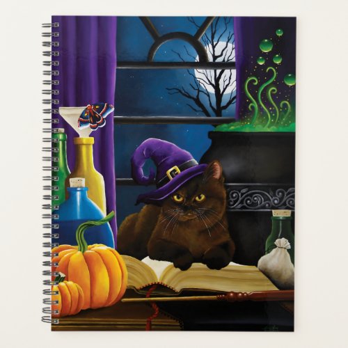 Halloween Witch Cat Purple Magic Planner