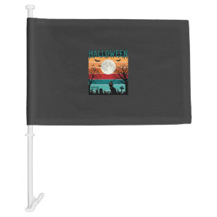 Halloween Witch Cat Spider Web Moon Graveyard_1_1 Car Flag
