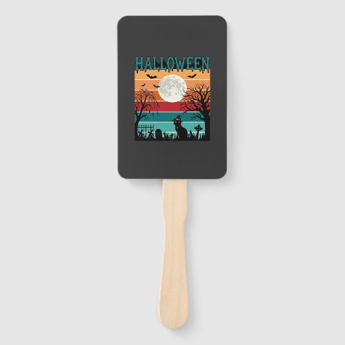 Halloween Witch Cat Spider Web Moon Graveyard_1_1 Hand Fan