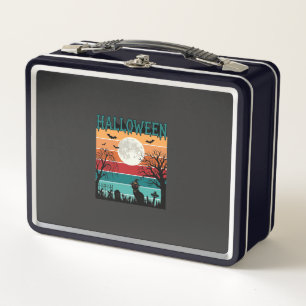 Halloween Witch Cat Spider Web Moon Graveyard_1_1 Metal Lunch Box