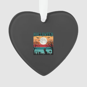 Halloween Witch Cat Spider Web Moon Graveyard_1_1 Ornament