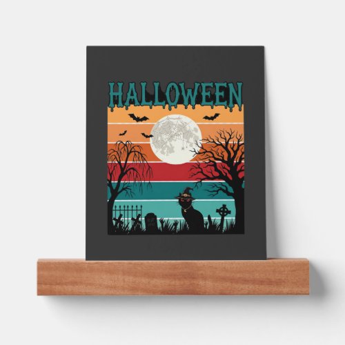 Halloween Witch Cat Spider Web Moon Graveyard_1_1 Picture Ledge