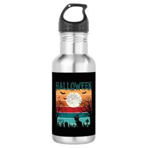 Halloween Witch Cat Spider Web Moon Graveyard_1_1 Stainless Steel Water Bottle