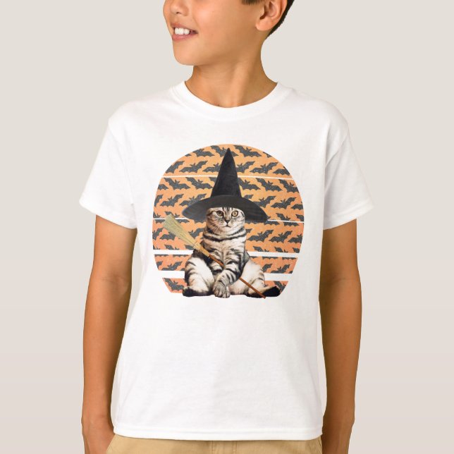 Halloween Witch Cat T-Shirt (Front)