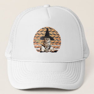 Halloween Witch Cat Trucker Hat