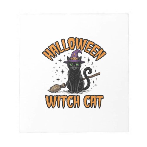Halloween Witch Cat Vintage Engraving Design_1 Notepad