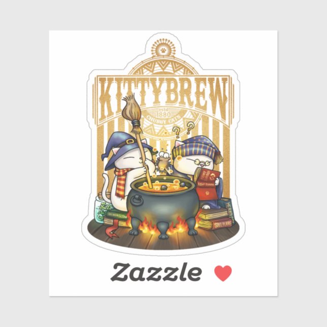Halloween Witch Cats Kitty Brew Sticker (Sheet)