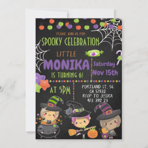 Halloween Witch Cauldron Birthday Invitation
