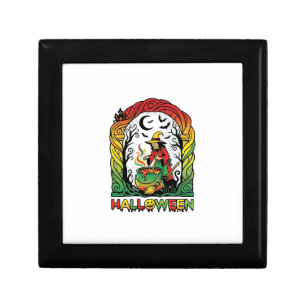 Halloween Witch Cauldron Brewing Black Cat Spooky  Gift Box