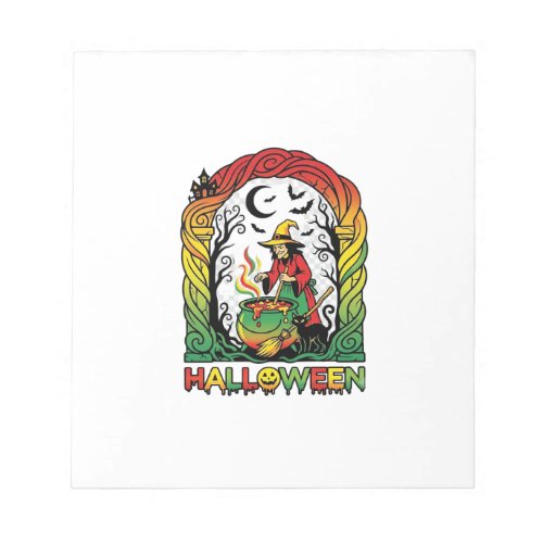 Halloween Witch Cauldron Brewing Black Cat Spooky  Notepad