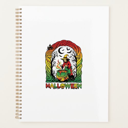 Halloween Witch Cauldron Brewing Black Cat Spooky Planner