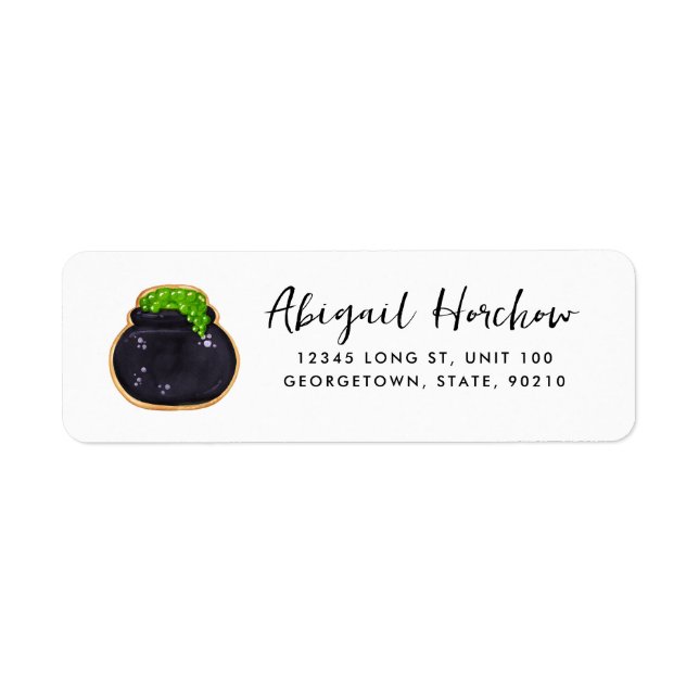Halloween Witch Cauldron Cookie Customizable Label (Front)
