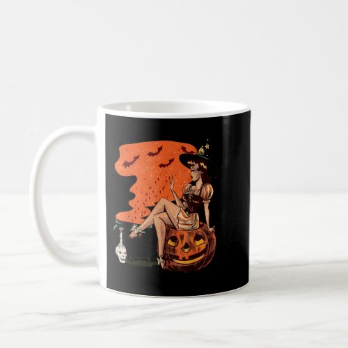 Halloween Witch Cauldron Pin Up Retro Vintage Pump Coffee Mug