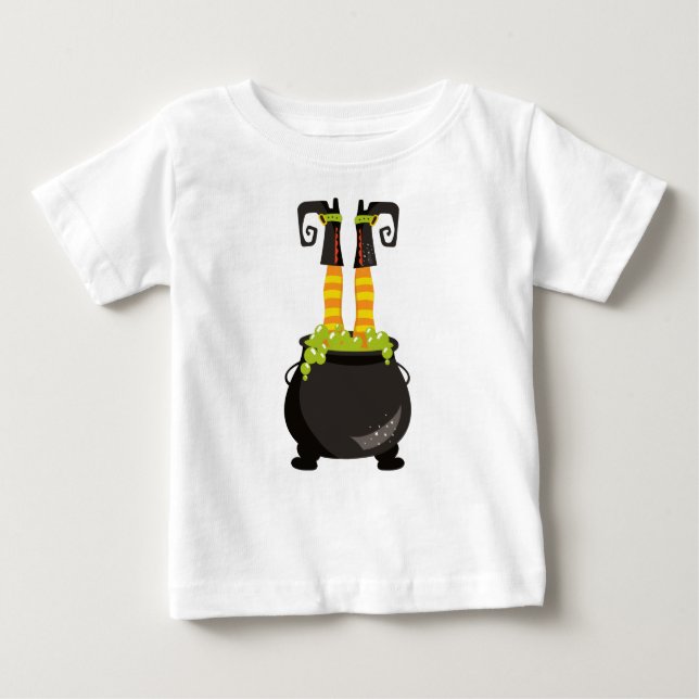 Halloween, Witch Cauldron, Witch Legs, Potion Baby T-Shirt (Front)