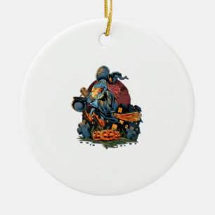Halloween witch ceramic ornament