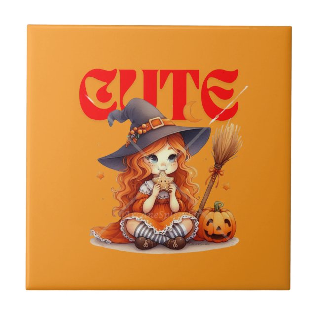 Halloween Witch Ceramic Tile (Front)