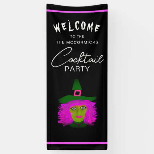 Halloween Witch Cocktail Party Welcome Name Banner