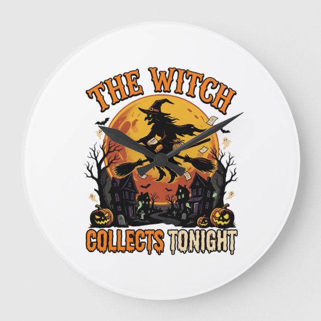 Halloween Witch Collection Humor Large Clock (Front)