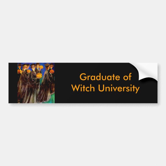 Halloween Witch College Graduates Bumper Sticker (Front)