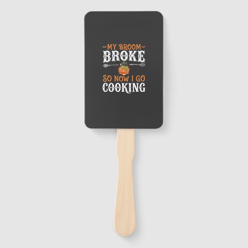 Halloween Witch Cooking Broom Broke Design_1 Hand Fan