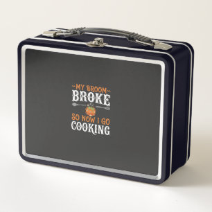 Halloween Witch Cooking Broom Broke Design_1 Metal Lunch Box