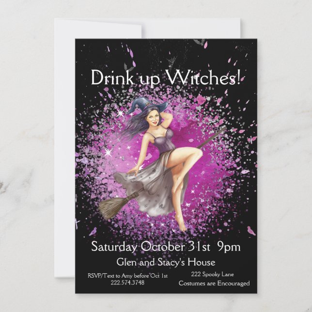  Halloween Witch Costume Party Invitation (Front)