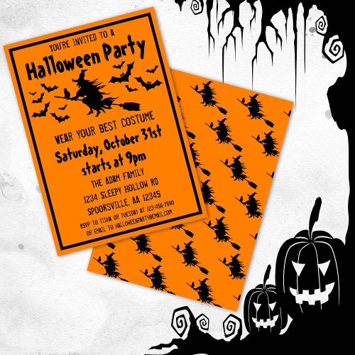 Halloween Witch Costume Party Invitation