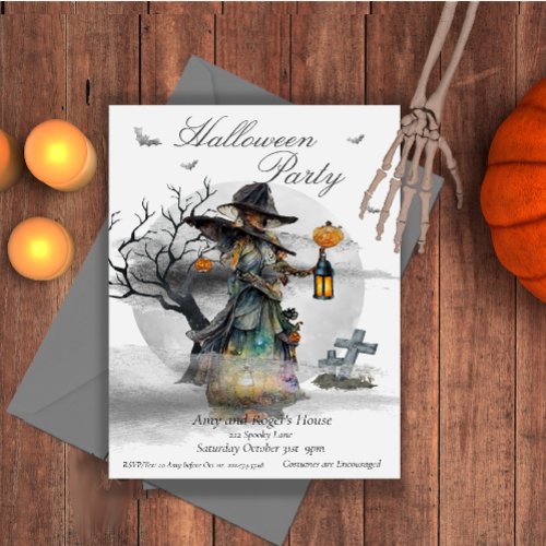 Halloween Witch Costume Party Invitation