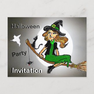 Halloween Witch Cust. Text Party Invitation